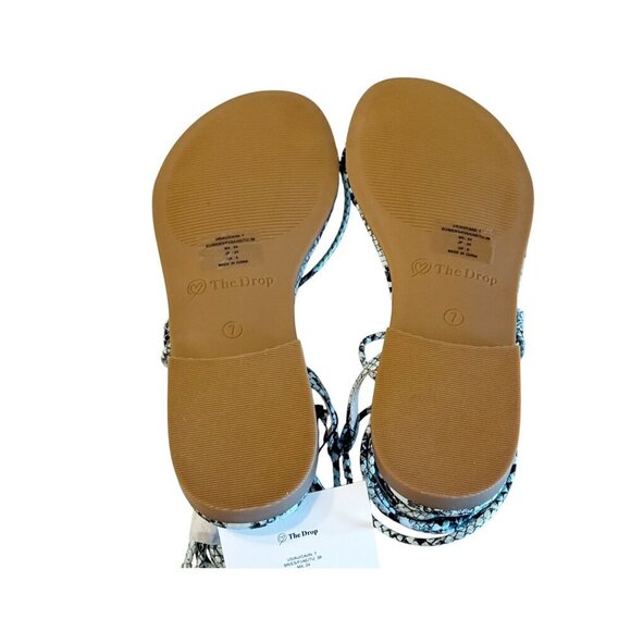 The Drop Women's Samantha Lace Up Sandal Blue Black Reptile Snake Size 7 NIB - Picture 5 of 6